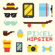 Pixel hipster isolated vector objects N2