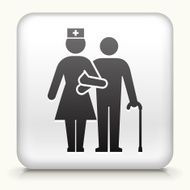 Square Button with Patient woman Nurse