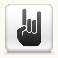 Square Button with Rock and Roll Hand