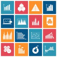 Business chart icons set white