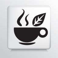 Square Icon With Herbal Tea And Leaf