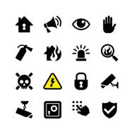 Web icon set - danger fire security surveillance