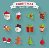 Christmas flat icons Vector set