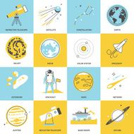 Flat line astronomy icons