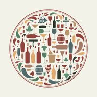 Wine icons as circle shape