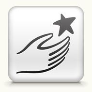 Square Button with Hand Holding Star