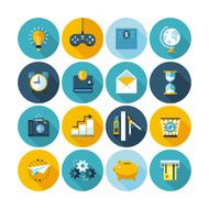 Modern flat icons vector collection with long shadow effect N6