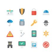 Pixel perfect security and protection flat icons