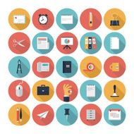 Colorful vector business office flat icon set N2