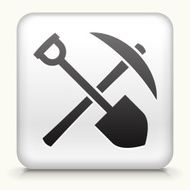 Square Button with Shovel &amp; Pickaxe