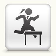 Square Button with Jumping Hurdles Businesswoman