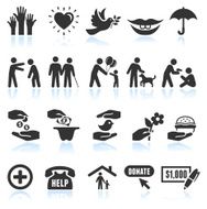 Kindness Helping black and white royalty-free vector interface icon set