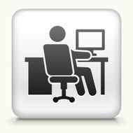 Square Button with Working at Desk