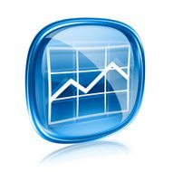 graph icon blue glass isolated on white background