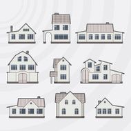 Vector townhouses icon set