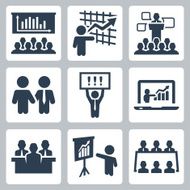 Business people related vector icons set