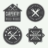 Set of vintage carpentry and mechanic labels emblems logo