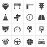 Black Road and Traffic Icons
