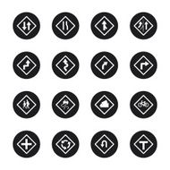 Traffic And Road Sign Icons - Black Circle Series