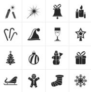 Black Christmas and new year icons