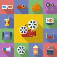 Set of Cinema Movie icons Flat style N2