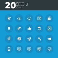 SEO 2 icons on round blue buttons