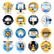 Seo Development Round Icons Set