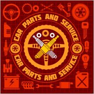 Car service icons and labels set