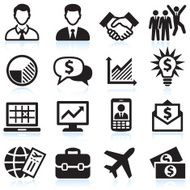 Business Travel and corporate presentation black &amp; white icon set N2