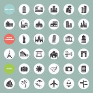 Set of web icons for buildings landmarks and travel