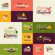 Set of flat design icons for natural food and drink