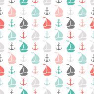 Seamless pattern of anchor and sailboat shape
