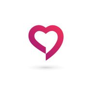 Heart symbol speech bubble icon design template