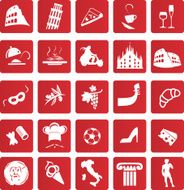 italian set icon isolated on white background