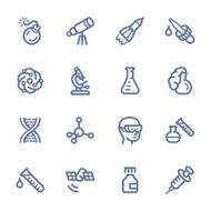 Set of blue science-related icons N2