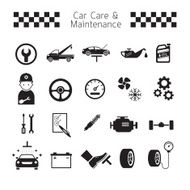 Car Care and Maintenance Objects icons Set