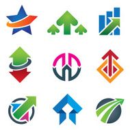 Up star arrow business marketing and finance economy icon set