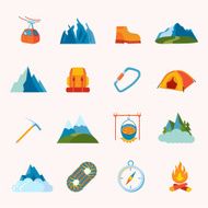 Mountain icons flat