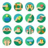 Long hands giving flat icons set N2