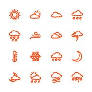 Weather Forecast Fat Line Icons
