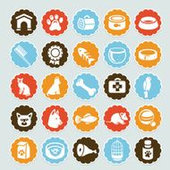 Set of vector stickers with pet icons