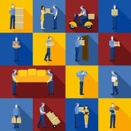 Delivery Man Icons Set