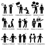 Human Opposite Behaviour Positive vs Negative Character Traits Pictogram
