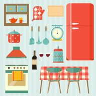 Set of kitchen elements Vector flat illustration