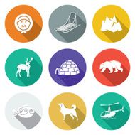 Chukchi and the Far North Icons Set Vector Illustration