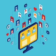 Social network and technology concept Modern flat isometric design N2