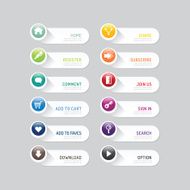 Modern banner button with social icon design options Vector