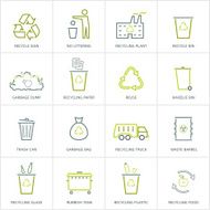 Recycling garbage icons set