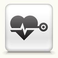 Square Button with Heart Beat