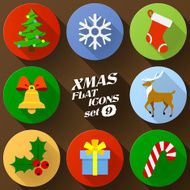 Color flat icon set of christmas elements N2